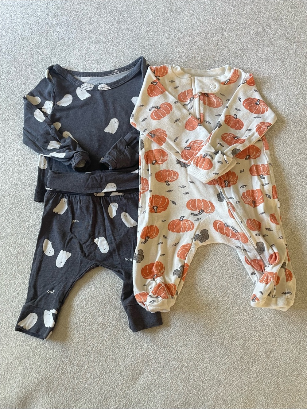 Carter's Pumpkin Footie & Ghost Two-Piece Set in Cream and Charcoal